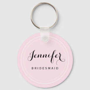 Chic Black and Rosa Personalize Bridesmaid Nyckelring