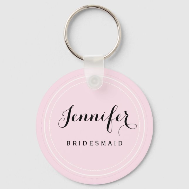 Chic Black and Rosa Personalize Bridesmaid Nyckelring (Framsida)