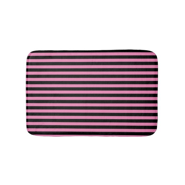 Chic Black and Rosa Stripe Badrumsmatta (Framsidan)