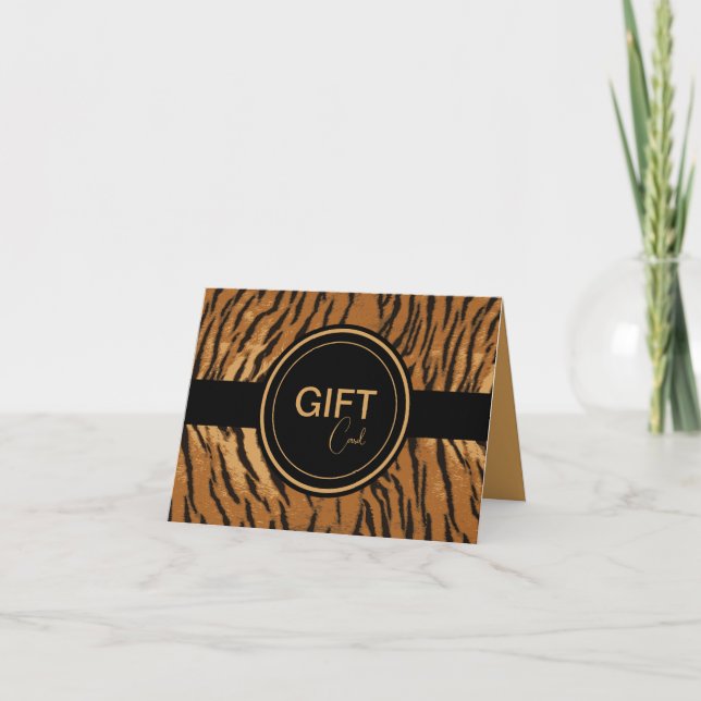 Chic Black and Tan Tiger Rand Gift Card Holder Anteckningskort (Framsida)