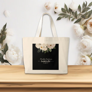 Chic Black and White Blommigt Bachelorette Party Jumbo Tygkasse