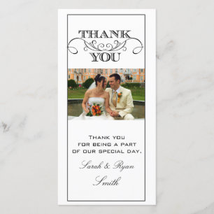 Chic Black and White Bröllop Tack Photo Cards Kort
