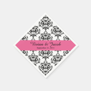 Chic Black and White Damask Wedding Napkin Pappersservett