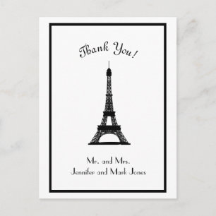 Chic Black and White Eiffel Torn Tack Vykort