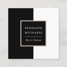 Chic Black and White Färg Block Fyrkantigt Visitkort