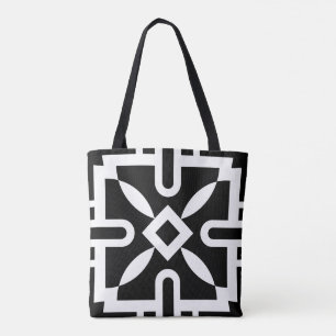 Chic Black and White Geometric Diamond Mönster Tygkasse
