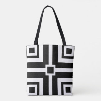 Chic Black and White Geometric Tote Bag Tygkasse