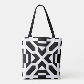Chic Black and White Geometric Tote Bag Tygkasse