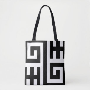 Chic Black and White Geometric Tote Bag Tygkasse