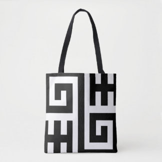 Chic Black and White Geometric Tote Bag Tygkasse