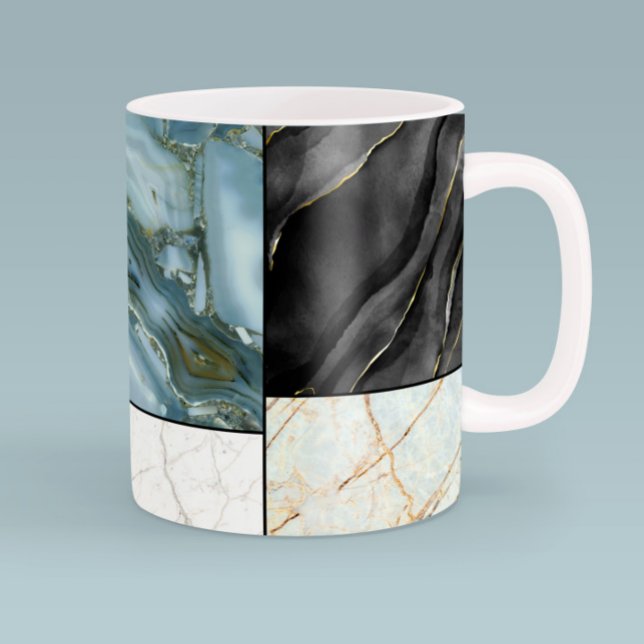 Chic Black and white guld Marble Abstrakt mönster Kaffemugg (Skapare uppladdad)