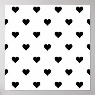 Chic Black and White Heart Romantic Poster