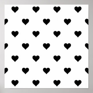 Chic Black and White Heart Romantic Poster