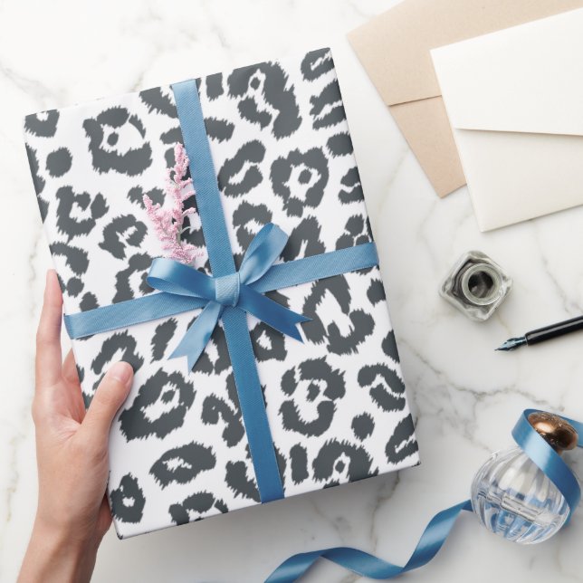 Chic Black and White Leopard Skriv ut Mönster Presentpapper (Gifting)