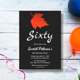 Chic Black and White Red Lövs sjunker 60:e födelse Inbjudningar