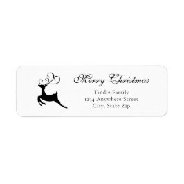 Chic Black and White Reindeer Address Returadress Etikett