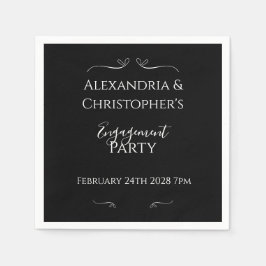 Chic Black and White Script Engagement Party Pappersservett