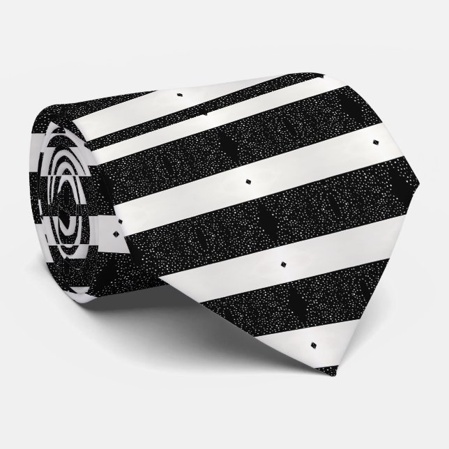 Chic Black and White Speckled Diamond Neck tie Slips (Rullad)