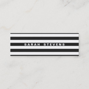 Chic Black and White Stripe Modern Salon & Spa Mini Visitkort