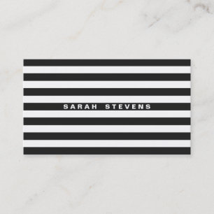 Chic Black and White Stripe Modern Salon & Spa Visitkort