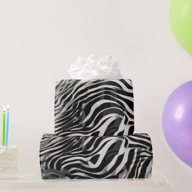Chic Black and White Zebra Print Luxury Animal  Presentpapper (Festgåvor)