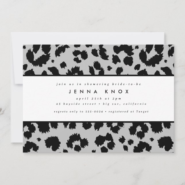 Chic Black Animal Print Leopard Möhippa Inbjudningar (Framsida)