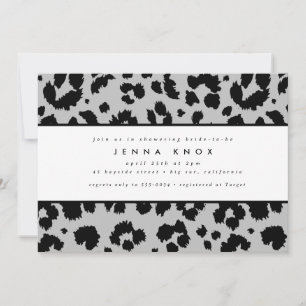Chic Black Animal Print Leopard Möhippa Inbjudningar