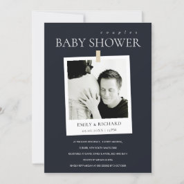 CHIC BLACK ANPASSNINGSBAR PHOTO PAR BABY SHOWER IN TACK KORT