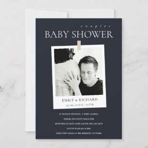 CHIC BLACK ANPASSNINGSBAR PHOTO PAR BABY SHOWER IN TACK KORT