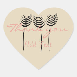 Chic Bläck Art Tack för att du sätter fingret på Hjärtformat Klistermärke