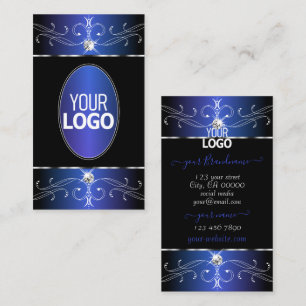 Chic Black Blue Lila Ornate Ornaments med Logotyp Visitkort