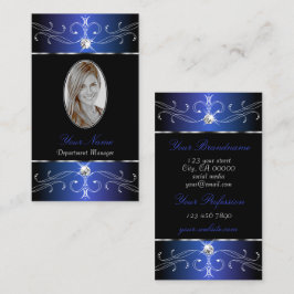 Chic Black Blue Lila Ornate Ornaments med Photo Visitkort