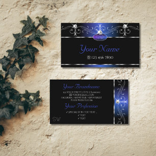 Chic Black Blue Squiggles Gnistra Jewels Initialer Visitkort