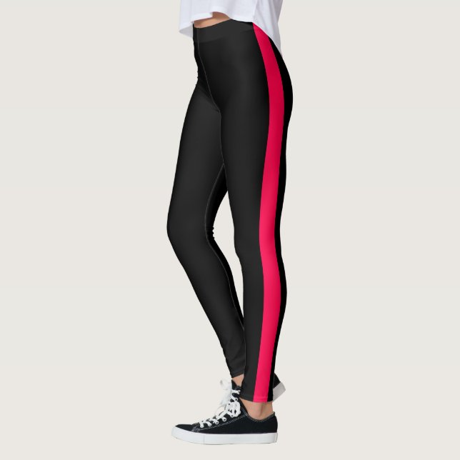 Chic Black Bright Rosa Side Panel Leggings (Vänster)