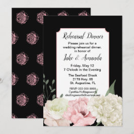 Chic Black Bröllop Rehearsal Middag Inbjudningar