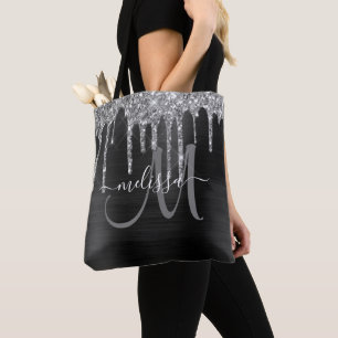 Chic Black Brushed Metall Silver Glitter Drivrutin Tygkasse