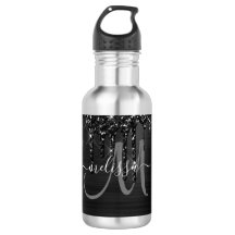 Chic Black Brushed Metall White Monogram