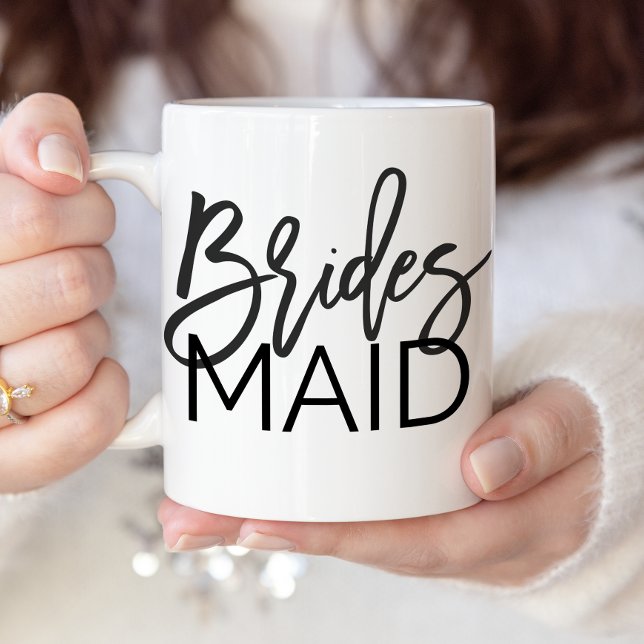 Chic Black Calligraphy Bridesmaid Två-Tonad Mugg (Skapare uppladdad)