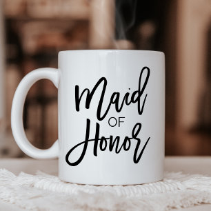 Chic Black Calligraphy Maid of honor Två-Tonad Mugg