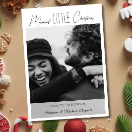 Chic Black Calligraphy Married Little Christmas Julkort