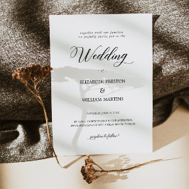 Chic Black Calligraphy Script Minimal Bröllop Inbjudningar