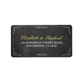 Chic Black Chalkboard Blommigt Bröllop-adressetike Adressetikett