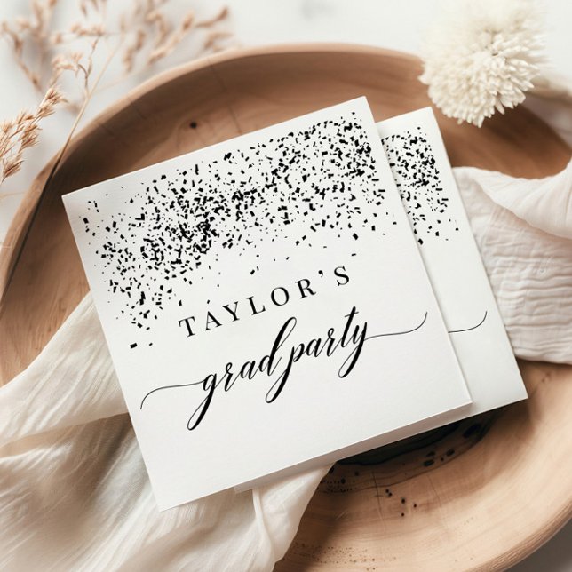 Chic Black Confetti-Studentfest Pappersservett (Skapare uppladdad)