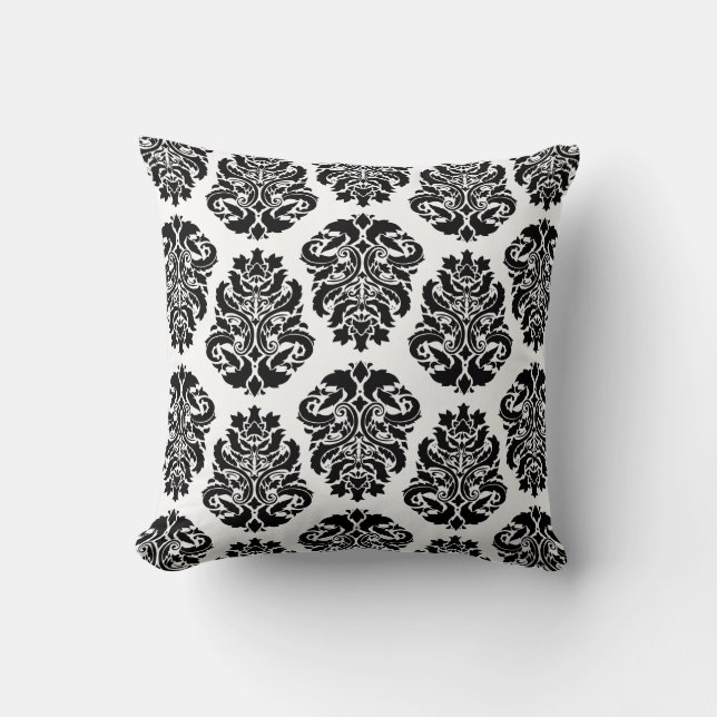 Chic Black Damask Kudde (Framsida)