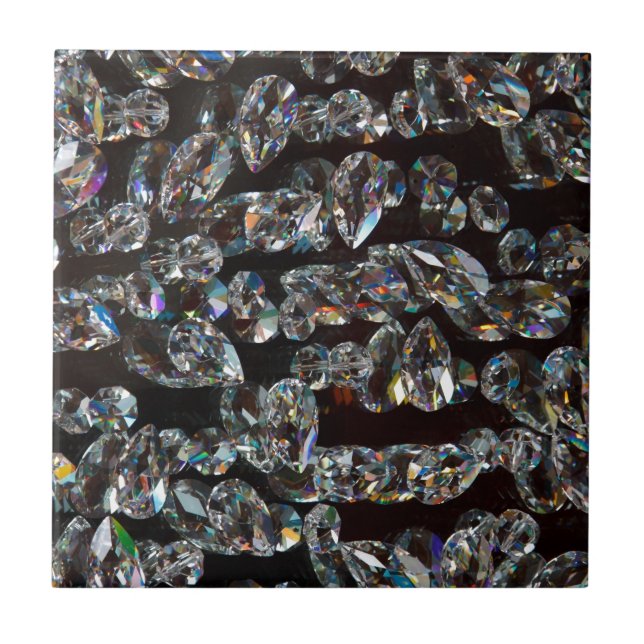 Chic Black Diamond Chrystal Abstrakt Mönster-gåvor Kakelplatta (Framsidan)