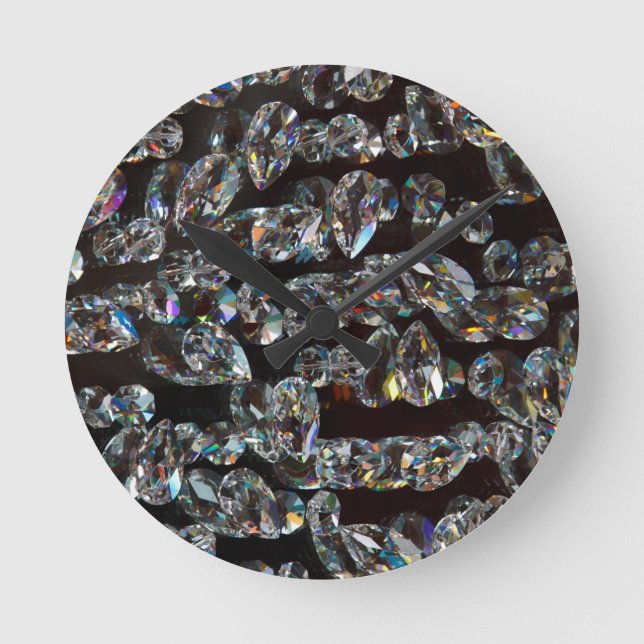 Chic Black Diamond Chrystal Abstrakt Mönster-gåvor Rund Klocka (Framsida)