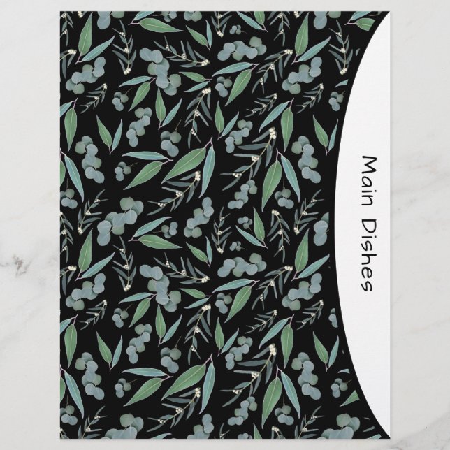 Chic Black Eucalyptus Greenery Recipe Divider Page (Framsida)