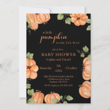 Chic Black Fall Pumpkin Baby Shower