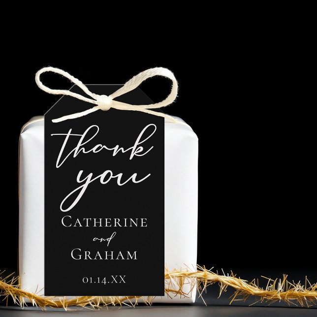 Chic Black Formal Wedding Favor Presentetikett (Skapare uppladdad)