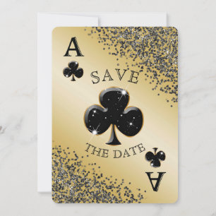 Chic Black Glitter & Ace of Klubbs Spara datum Inbjudningar